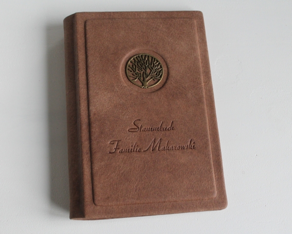 Stammbuch LEBENSBAUM aus braunem Büffelleder